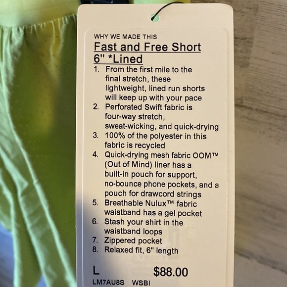 Lululemon Mens Fast and Free Short 6” Lined Size L NEW - Picture 3 of 10
